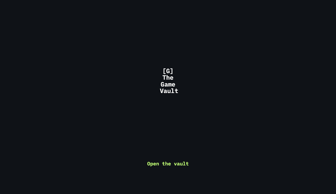 The Game Vault Landing Page